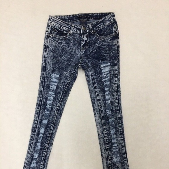 B&G J Denim - B&G Jeans Size 1 Skinny Destroyed Indigo Stretch